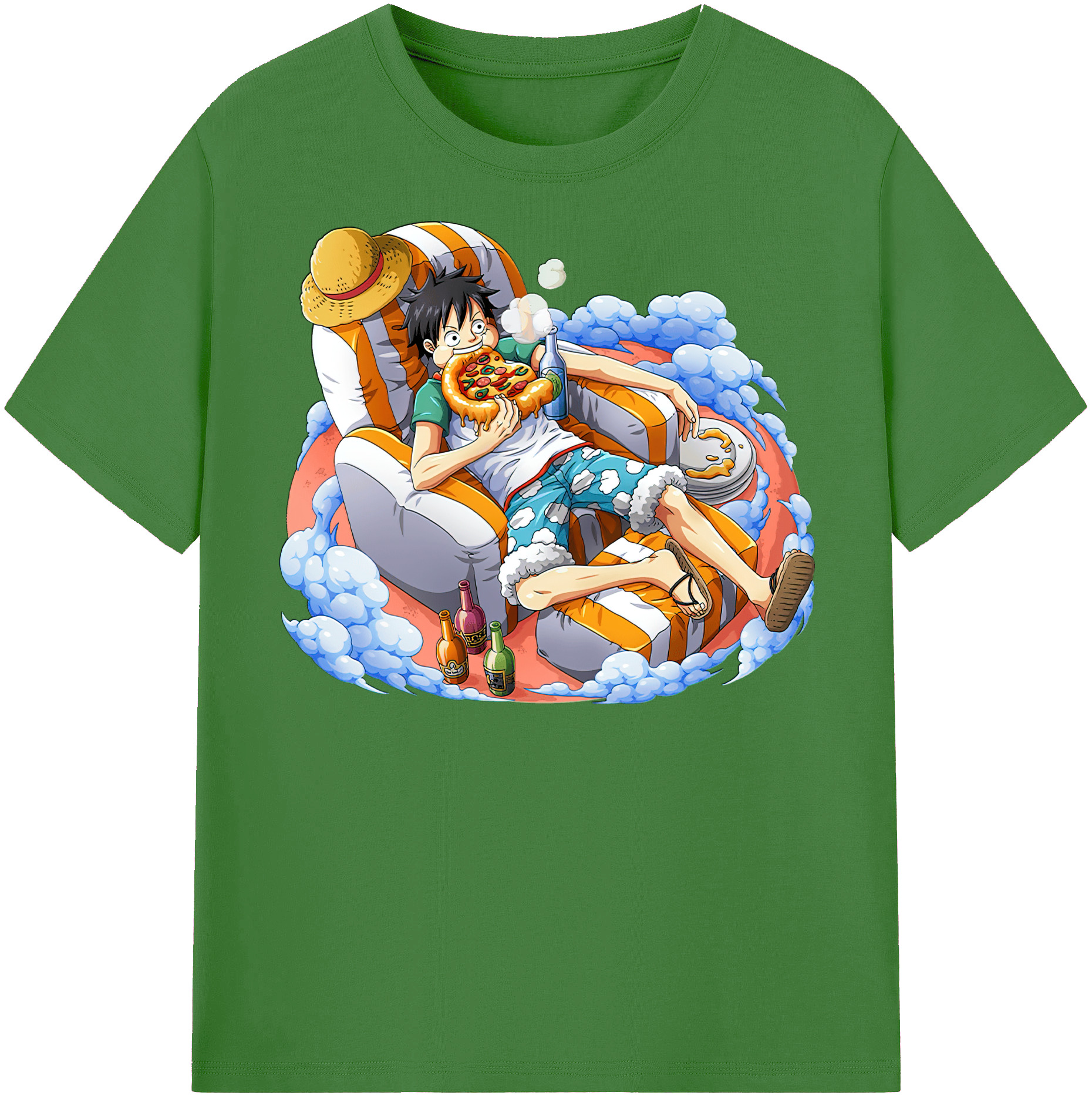 ワンピース モンキー・D・ルフィ ONE PIECE Monkey D. Luffy レディースカジュアルプリントTシャツ（綿100％）